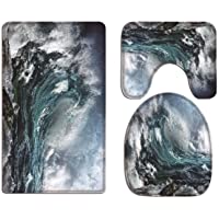 A.Monamour Paisaje De La Naturaleza del Océano Azul Conjunto De Alfombra De Baño